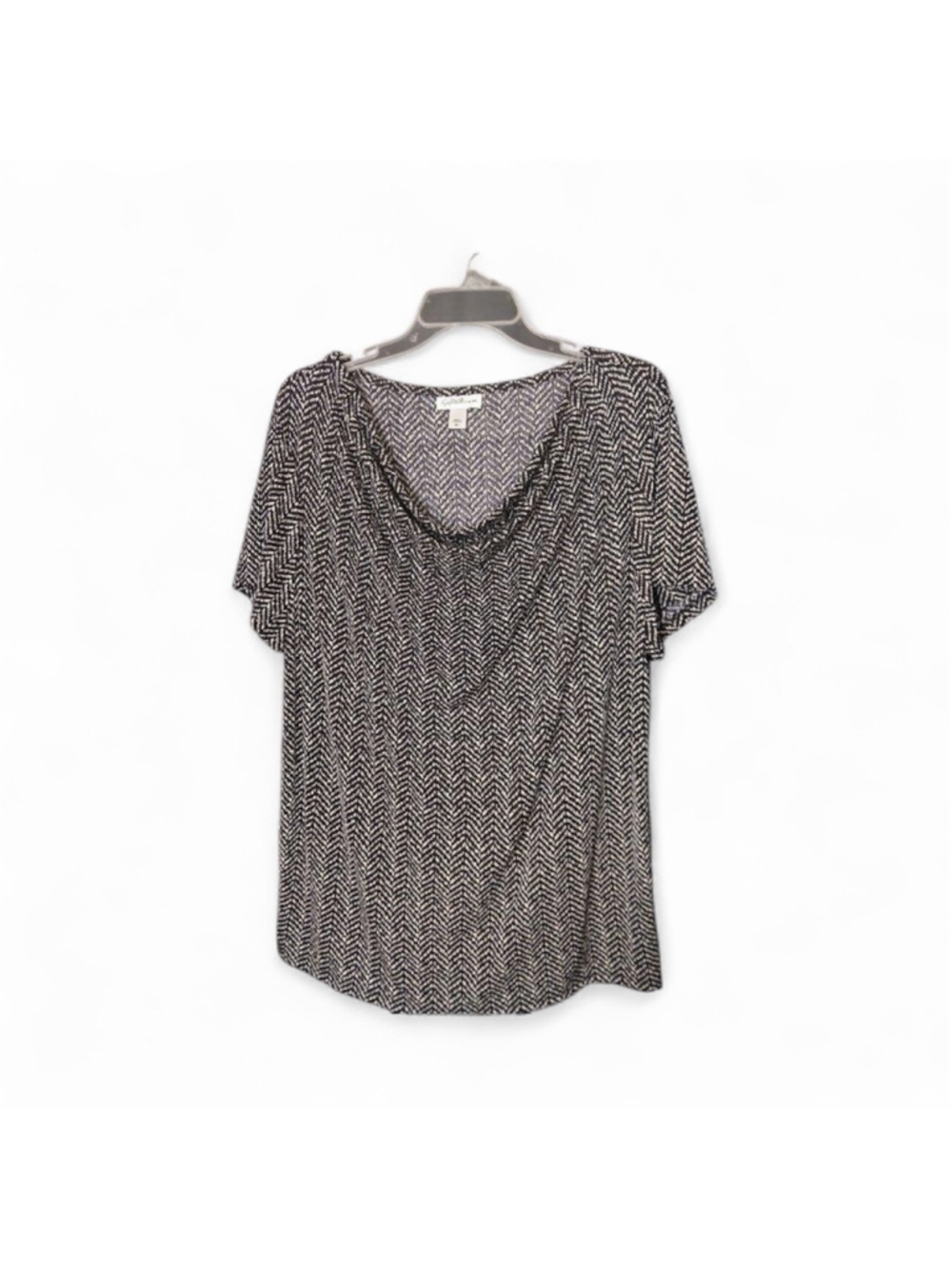 JD Sports Collection Women's XXL Black & White Chevron Cowl Neck Top (54JC)